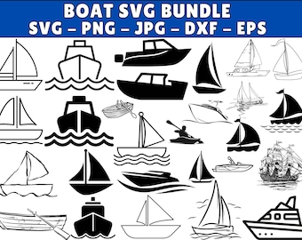 Boat SVG Bundle: Sailboat, Ship, Speedboat Cut Files (Digital Download)