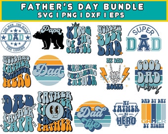 Retro Father's Day SVG Bundle, Father's Day Svg, Dad SVG, Daddy, Best Dad SVG, Gift for Dad Svg, Retro Papa Svg, Cut File Cricut, Silhouette
