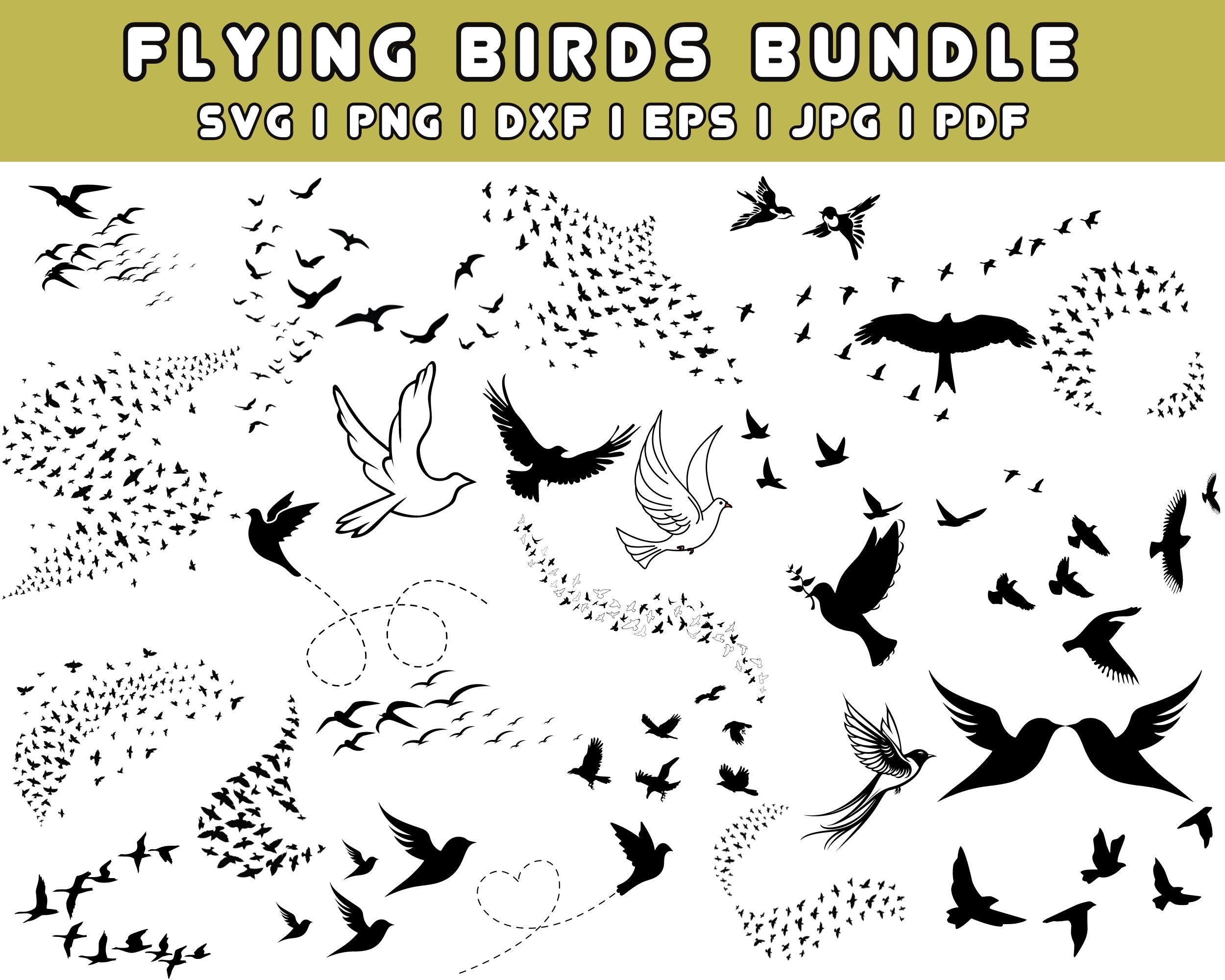 Flying Birds SVG Bundle, Flying Bird Svg, Flock of Flying Birds Svg
