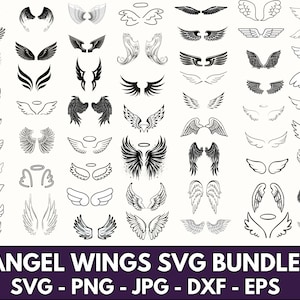 Angel Wings Svg Bundle, Angel Wings Clip Art, Wings Cut File For Silhouette, Angel Wings Bundle, Wings Svg Png Dxf,memorial svg ,rip svg