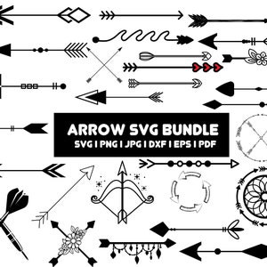 Handgezeichneter Pfeil SVG Bundle: Bogenschießen Clipart, Schneidedateien (digitaler Download)