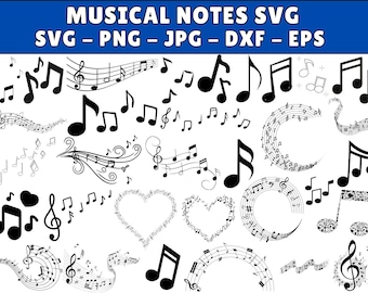 Music Notes SVG Bundle: Clipart, Cut Files, Vector (Digital Download)