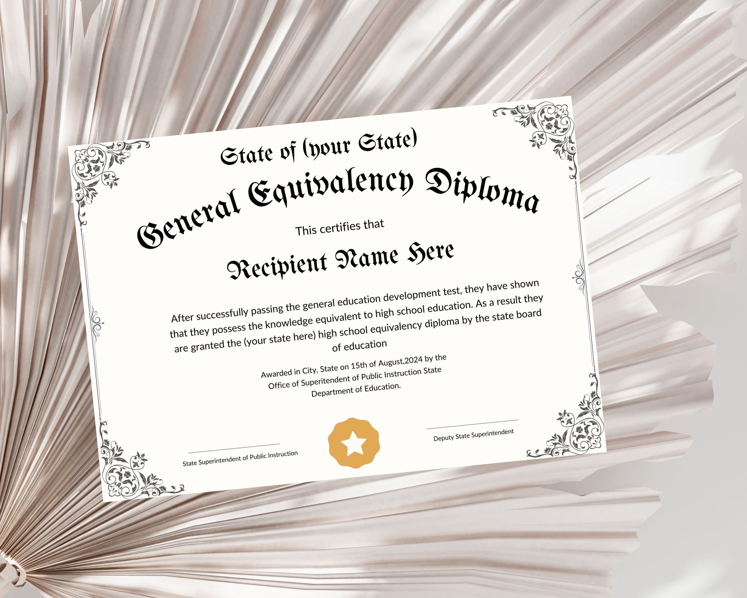 Certificado De Diploma De Ged Imprimible