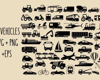 Vehicles SVG Bundle: Transportation Clipart (Digital Download)