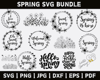 Pacchetto Svg Primavera, Fiore Svg, Primavera Svg, Pasqua Svg, Fiore di Primavera Svg, Fattoria Svg, Coniglio Svg, Cottagecore Decor Svg, File SVG Cricut