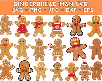 Christmas Gingerbread SVG Clipart: Man & Woman Cut Files (Digital Download)