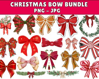Christmas Bow PNG Bundle: Retro Coquette Designs (Digital Download)