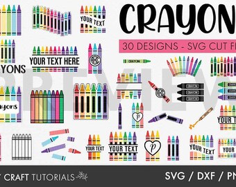 Crayon Split Monogram SVG: 30 Crayon Clipart Designs (Digital Download)