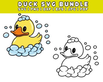 Handdrawn Rubber Duck SVG: Yellow Duck Clipart (Digital Download)