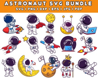 Bundle Png astronaute, astronaute avec fusée svg, svg astronaute enfant, Svg univers, astronaute svg, espace SVG
