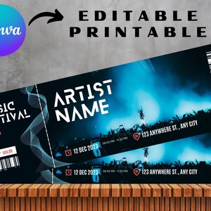 Bearbeitbare Konzertkartenvorlage, DIY-Veranstaltungskarte, benutzerdefinierte Konzertkartengeschenk, Überraschungskarten für druckbare Konzertkarten Geschenkidee, Canva-Vorlage