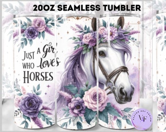 Pferdeliebhaber 20 Unzen Tumbler Design: Florale Pferdeverpackung (Digitaler Download)