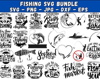 Fishing SVG Bundle: Fisherman & Bass Designs (Digital Download)