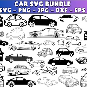 Retro Auto Silhouette SVG Bundle: Klassische & Sportwagen Clipart (Digitale Dateien)