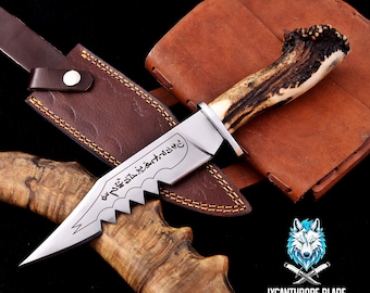 Supernatural Knife | Ruby's Demon Killing Replica Knife | Movie Prop | Stag Antler Handle with Leather Sheath | Birthday Gift | Men Gift