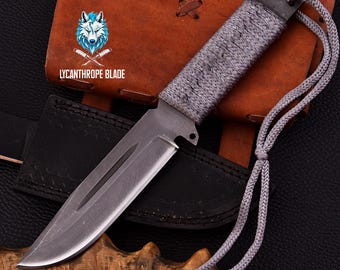 Replica di coltello Resident Evil fatta a mano / Full Tang, fodero in pelle