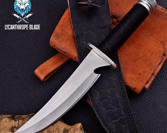 Cuchillo Ninja hecho a mano / Hoja de acero inoxidable coleccionable con funda de cuero