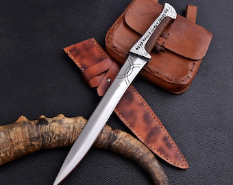 Famous Dune Paul Atreides Crysknife with Leather Sheath | Full Tang High Carbon Steel Knife Mini Sword | Dune Movie Replica | Gift for Him