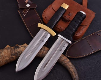 Réplica de cuchillos de la saga Vinland, dagas Thorfinn de acero D2 hechas a mano