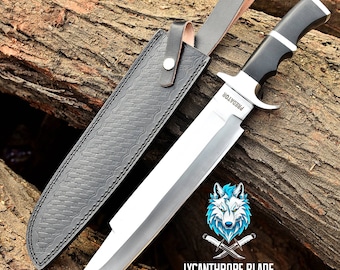 Cuchillo Bowie Predator hecho a mano / Acero elástico 5160, réplica de la película