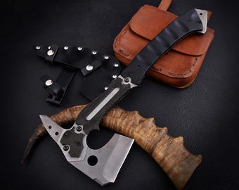 Handgemaakte Resident Evil Requiem opgewaardeerde bijl van Leon Kennedy met leren schede | RE9 bijl met volledige grip | Cadeau voor hem