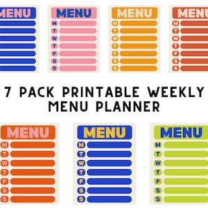 Printable Weekly Menu - Etsy