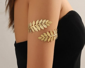 Minimalist Arm Cuff, Gold Arm Band, Gold Upper Arm Cuff Bracelet, Leaf Shaped Arm Cuff, Silver Arm Band, Arm Cuff Gold, Gift
