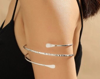 Minimalist Arm Cuff, Silver Arm Band, Silver Upper Arm Cuff Bracelet, Silver Arm Band, Arm Cuff Silver, Gift