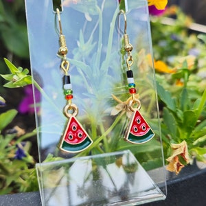 Palestinian Flag Beaded Watermelon Earrings | Jewelry for Good
