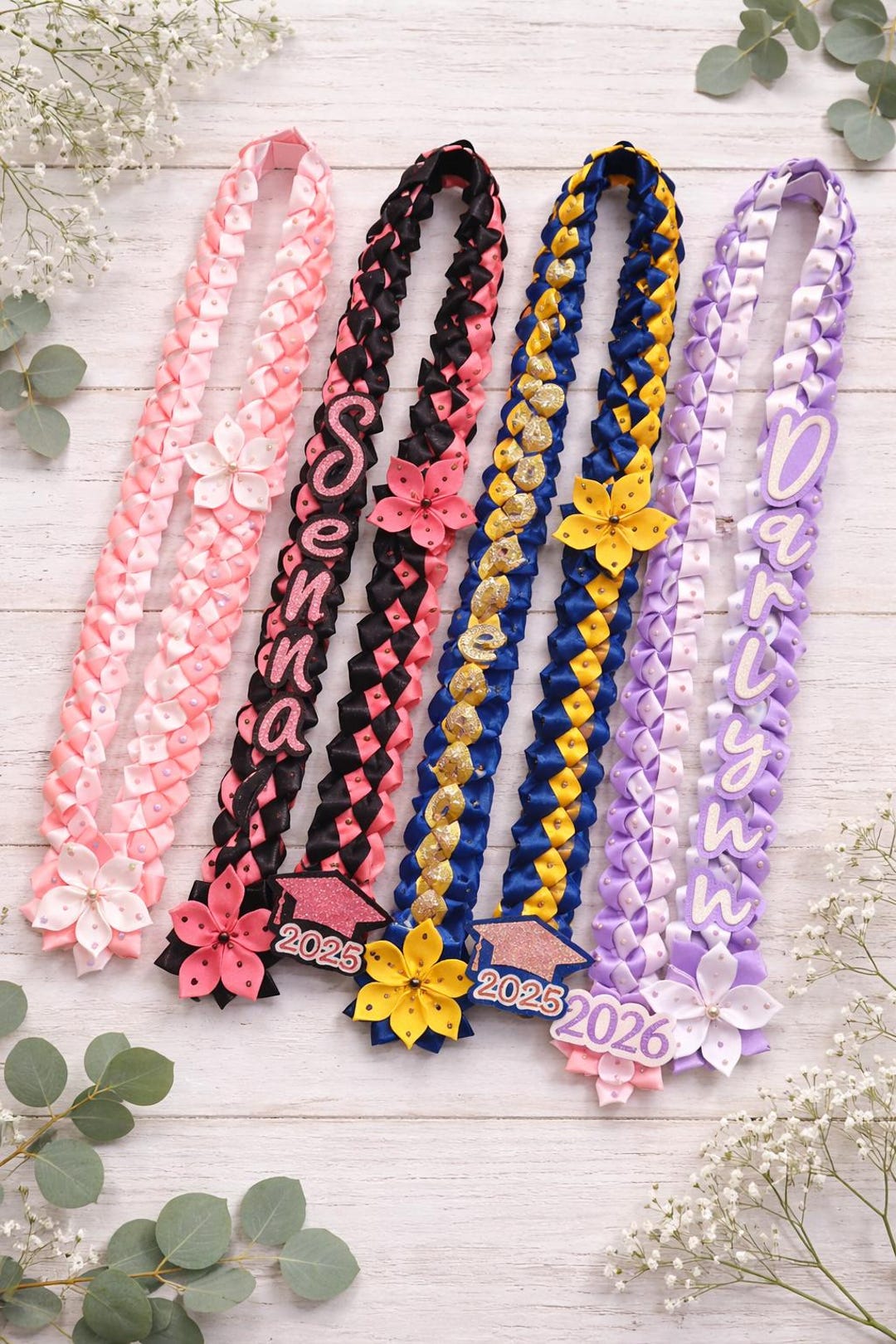 Custom Graduation Ribbons Custom Graduation Ribbon Lei With Bling, School Colors #2026 - Etsy