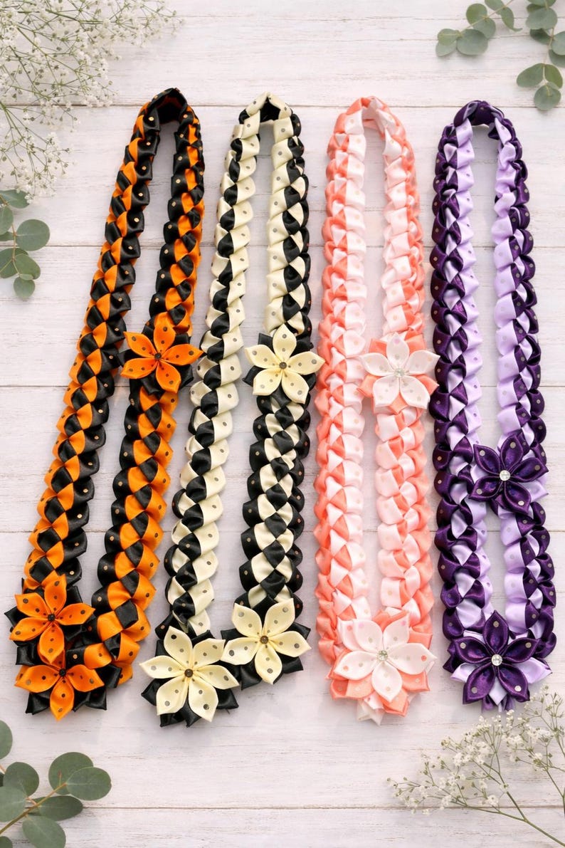 Lay For Graduation Custom Graduation Ribbon Lei With Bling, School Colors #2026 - Etsy