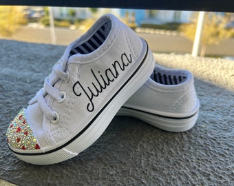 Simple Toddler kids bedazzled shoe w/name