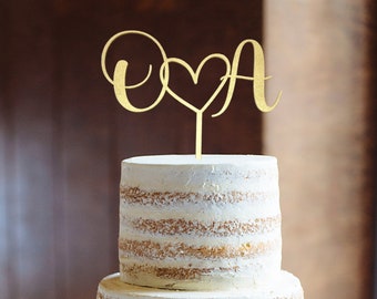 Rustic Wood Wedding Cake Topper – Personalized Initials
