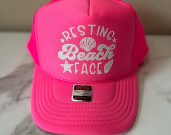 Resting Beach Face Hot Pink Otto Trucker hat