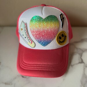 Pink Heart Patch Trucker hat