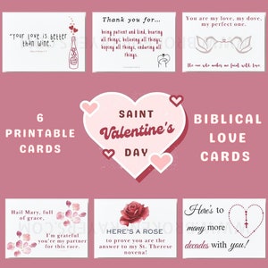 Tarjetas católicas para el día de San Valentín para imprimir Tarjetas de amor basadas en la fe para parejas, amigos y familia Tarjetas bíblicas para San Valentín Descarga instantánea
