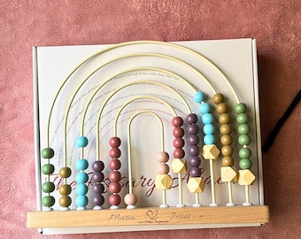 Catholic Rosary Baby Baptism Gift – Rainbow Rosary Abacus, Wooden Montessori Prayer Toy, First Communion Gift, Christian Nursery Decor