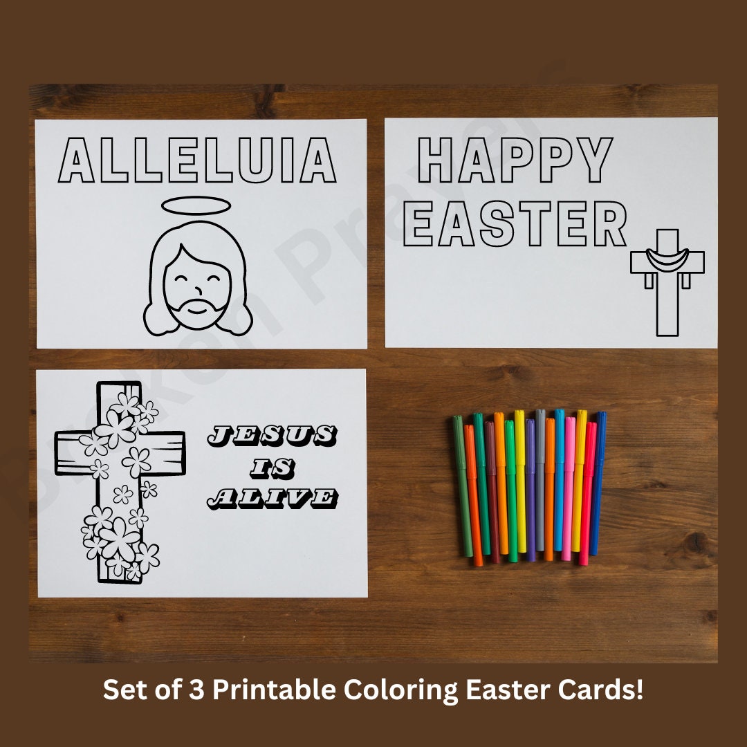 Printable Easter Coloring Cards for Kids, Christian Easter, Sunday ...