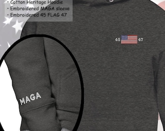 MAGA パーカー 45 47 パーカー コットン ヘリテージ フード付きセーター トランプ グッズ トランプ大統領 パーカー トランプ シャツ トランプ 愛国心 セーター アメリカ国旗
