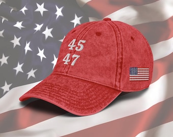 Trump 45 47 Amerikanische Flagge Hut Trump Hut 45 47 Hut Trump Sieg Hut Gestickte Maga Hut Präsident Trump Kappe Einstellbare Donald Trump Dad Hut