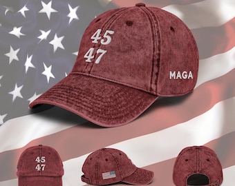 45 47 MAGA Hat American Flag Trump Hat 47th President Trump Dad Hat Make America Great Again Red Trump Hat Embroidered Trump Adjustable Hat
