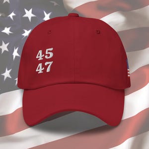 Trump 45 47 Minimal Trump Hat American Flag Hat Trump 45 47 Hat Trump Baseball Cap Men Hat Trump Womens Hat Trump 2024 Hat MAGA Hat