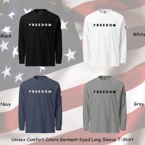 フリーダム長袖ユニセックスTシャツ、チャーリーのための正義、愛国的なシャツ、コンフォートカラーズシャツ、チャーリーシャツ 画像 2