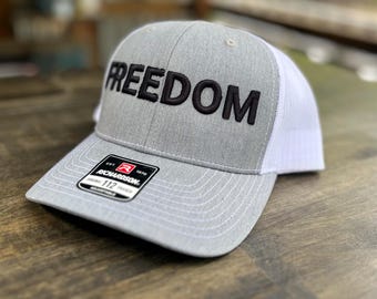 Gorra de camionero con bordado Freedom Puff, gorra Richardson 112 Freedom bordada, gorra Charlie, gorra patriótica