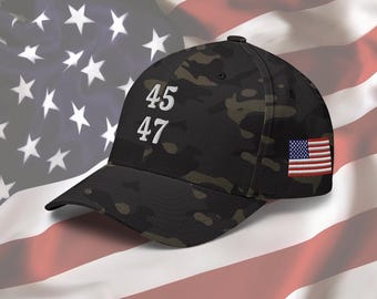 Trump 45 47 American Flag Structured Cap Low Profile MAGA Hat Trump Merch Mens Trump Hat Fitted Hat Donald Trump Baseball Cap