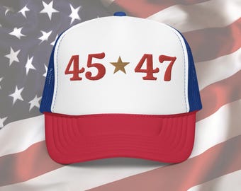 45 47 Gorra de camionero de espuma Gorra retro de Trump Gorra divertida de navegación de Trump Gorra de los Patriotas Merchandising de Trump Gorra patriótica Gorra del 4 de julio Gorra estadounidense del 250.° cumpleaños