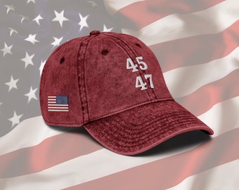 45 47 Hut Präsident Trump Hut Donald Trump Vater Hut Trumpf Waren Amerikanische Flagge Hut Trumpf Merch Trumpf Rückseite wieder Make Amerika großartig