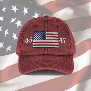 45 47 Trump Hat MAGA Trump 2024 Flag Hat Embroidery Cap Maga Hat Trump Merchandise Donald Trump Hat President Trump Embroidered Hat