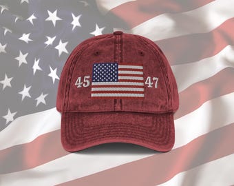 45 47 Chapéu Trump MAGA Trump 2024 Bandeira Chapéu Bordado Boné Maga Chapéu Trump Mercadoria Donald Trump Chapéu Presidente Trump Chapéu Bordado