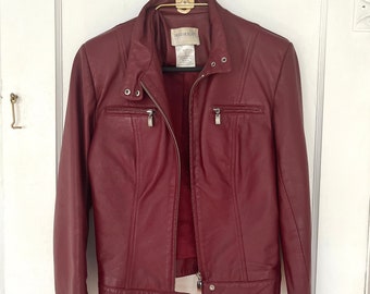 Vintage Red Leather Jacket Women's Small